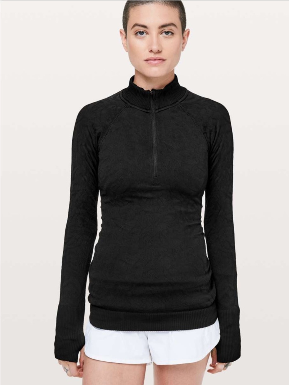 Lululemon Rest Less 1/2 Zip Black Patterned